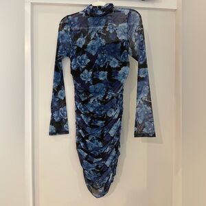 Alice & Olivia Floral Blue Long Sleeve Dress
